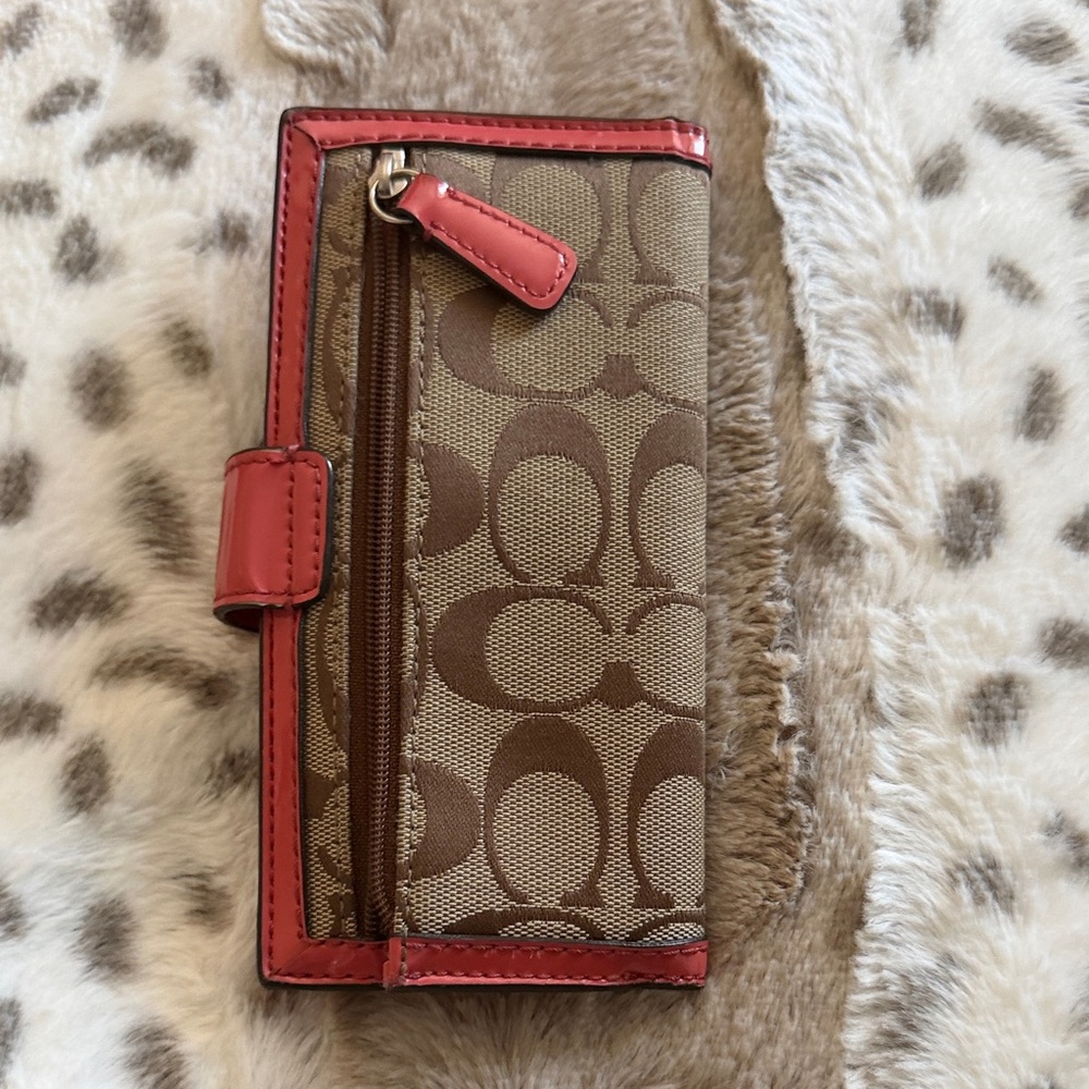 Coach Brown and Coral Patterned Wallet - Picture 4 of 4